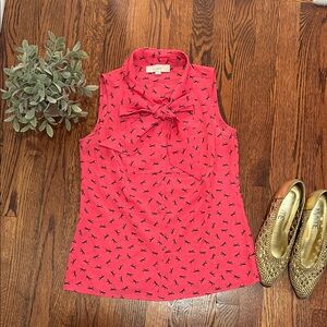 LOFT Hot Pink Bow Tie Top